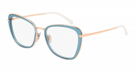 Pomellato PM0084O Eyeglasses, 001 - BLUE with GOLD temples and TRANSPARENT lenses