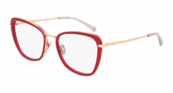 Pomellato PM0084O Eyeglasses, 003 - RED with GOLD temples and TRANSPARENT lenses
