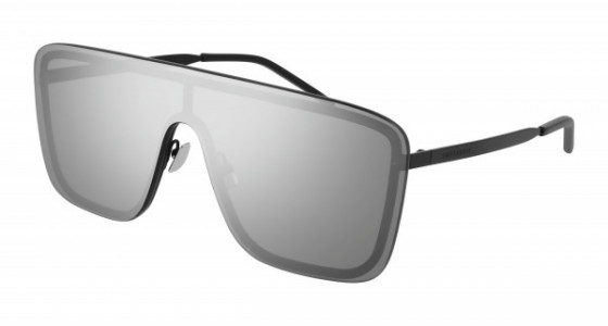 Saint Laurent SL 364 MASK Sunglasses, 003 - BLACK with SILVER lenses