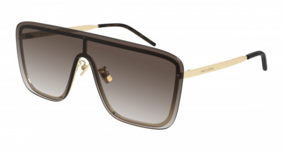 Saint Laurent SL 364 MASK Sunglasses, 006 - GOLD with BROWN lenses
