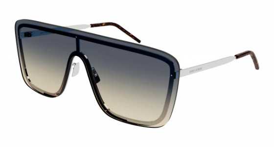 Saint Laurent SL 364 MASK Sunglasses, 009 - SILVER with GREEN lenses