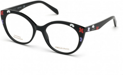 Emilio Pucci EP5134 Eyeglasses, 001 - Shiny Black W. White, Lilac, & Red Flowers
