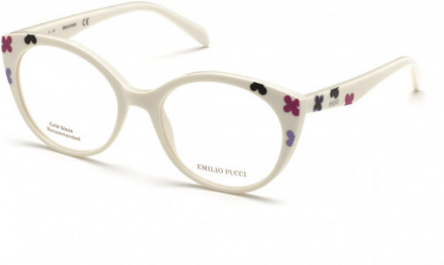 Emilio Pucci EP5134 Eyeglasses, 021 - Shiny White W. Black, Lilac, & Violet Flowers