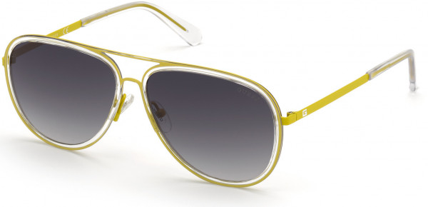 Guess GU6982 Sunglasses, 39C - Shiny Yellow / Smoke Mirror