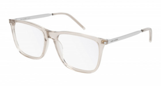 Saint Laurent SL 345 Eyeglasses, 005 - BROWN with SILVER temples and TRANSPARENT lenses