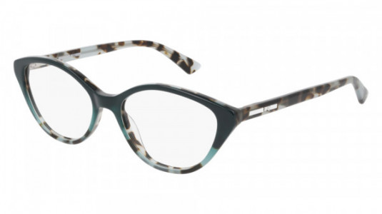 McQ MQ0253O Eyeglasses, 004 - HAVANA with TRANSPARENT lenses