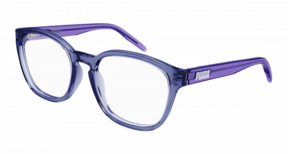 Puma PJ0042O Eyeglasses, 005 - LIGHT-BLUE with VIOLET temples and TRANSPARENT lenses