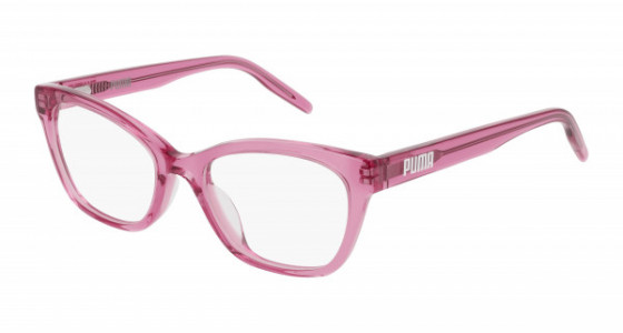 Puma PJ0045O Eyeglasses, 004 - PINK with TRANSPARENT lenses