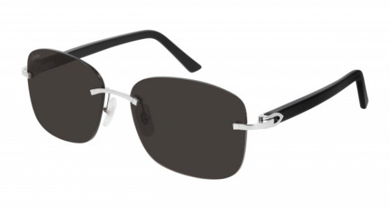 Cartier CT0227S Sunglasses, 001 - SILVER with BLACK temples and GREY lenses