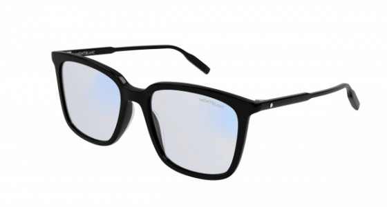 Montblanc MB0084SK Sunglasses, 005 - BLACK with LIGHT BLUE lenses