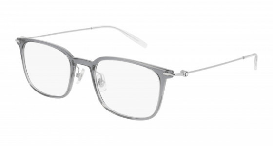 Montblanc MB0100O Eyeglasses, 001 - GREY with SILVER temples and TRANSPARENT lenses