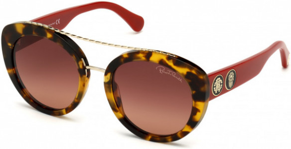 Roberto Cavalli RC1128 Sunglasses, 53F - Shiny Dark Havana, Shiny Red / Gr. Brown To Red
