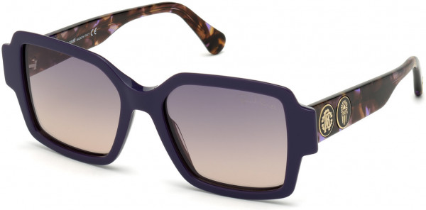 Roberto Cavalli RC1130 Sunglasses, 81W - Shiny Blue, Shiny Violet Havana / Gr. Blue To Pink W. Flash