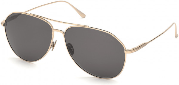 Tom Ford FT0747 Cyrus Sunglasses, 28A - Shiny Rose Gold Titanium/ Grey Lenses