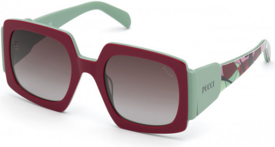 Emilio Pucci EP0141 Sunglasses, 66T - Pink, Green, & Bordeaux W. Alex Pucci Print / Grad. Wine Lenses
