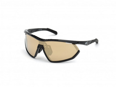 adidas SP0002 Sunglasses, 01G - Shiny Black / Brown Mirror Lens + 2Nd Lens Orange