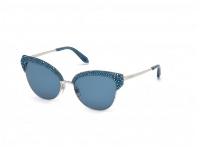 Atelier Swarovski SK0164-P Sunglasses, 90X - Opal Blue & Shiny Palladium/ Blue W. Turquoise Crystals Decor