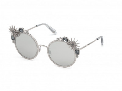 Atelier Swarovski SK0240-P Sunglasses, 16C - Shiny Palladium, Grey&black Crystals, Transp Grey/ Grey W Silver Flash