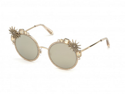 Atelier Swarovski SK0240-P Sunglasses, 32C - Shiny Gold, Golden Shadow Crystals, Transp. Pink/ Brown W. Gold Flash
