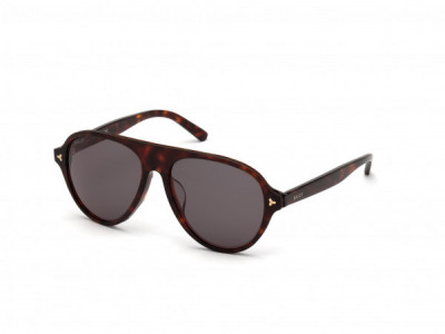 Bally BY0021-H Sunglasses, 54A - Shiny Red Havana, Brown Leather/ Smoke Lenses