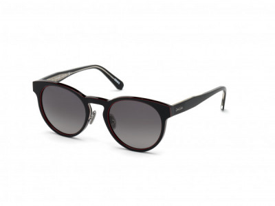 Omega OM0020-H Sunglasses, 01D - Shiny Black, Shiny Red Stripe, Sh. Black & Transp/ Gr. Smoke Polarized