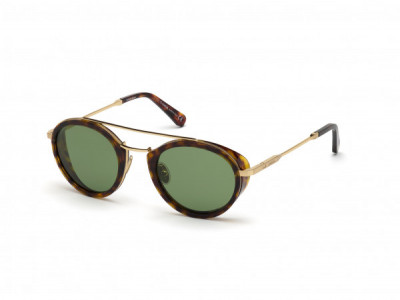 Omega OM0021-H Sunglasses, 52N - Shiny Pale Gold, Dark Havana Blinkers, Shiny Havana / Green Barberini