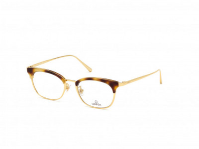 Omega OM5009-H Eyeglasses, 052 - Shiny Pale Gold, Shiny Dark Havana