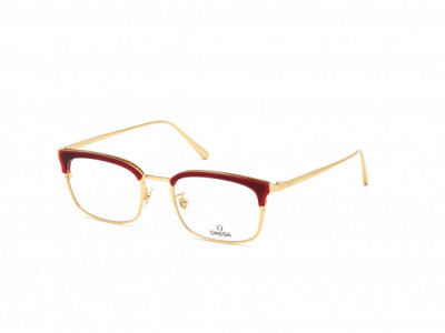 Omega OM5010-H Eyeglasses, 071 - Shiny Endura Gold, Shiny Transparent Bordeaux & Light Havana