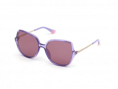 Victoria's Secret VS0042 Sunglasses, 81Y - Crystal Purple, Dark Purple Lens, Shiny Gold Metal Temple