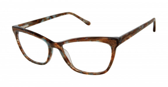 Lulu Guinness L928 Eyeglasses, Brown/Blue Marble With Bronze Glitter (BRN)