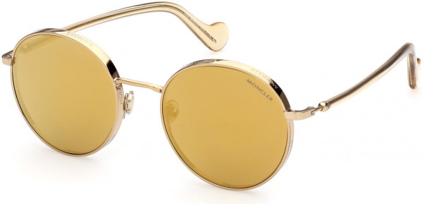 Moncler ML0146 Sunglasses, 39L - Shiny Yellow/ Brown Lenses W. Gold Mirror