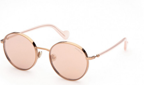 Moncler ML0146 Sunglasses, 72Z - Peach Pink/ Rose Lenses W. Gold Flash