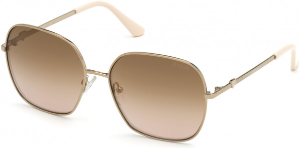 Guess GU7703 Sunglasses, 28G - Shiny Rose Gold / Brown Mirror