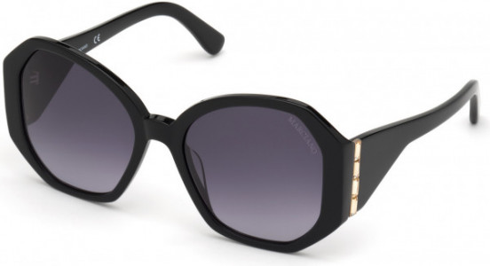 GUESS by Marciano GM0810-S Sunglasses, 01B - Shiny Black  / Gradient Smoke