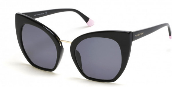 Victoria's Secret VS0046-H Sunglasses, 01A - Black With Grey Lens, Gold Metal