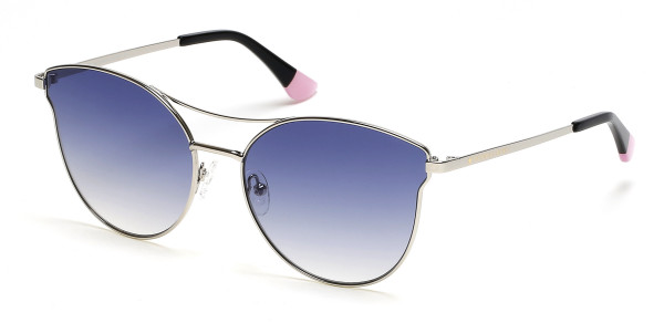 Victoria's Secret VS0050 Sunglasses, 16W - Silver W/ Blue Gradient Lens, Black Tips