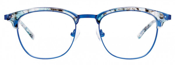 EasyClip EC544 Eyeglasses, 050 - Matt Blue & Marbled Blue & Crystal