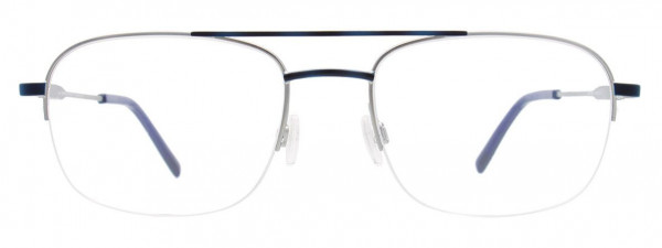 EasyClip EC561 Eyeglasses, 050 - Satin Blue Marbled & Silver