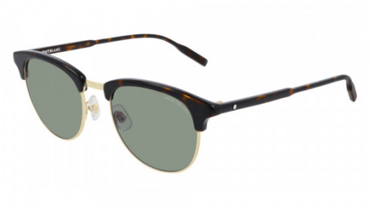 Montblanc MB0083S Sunglasses, 002 - HAVANA with GREEN lenses