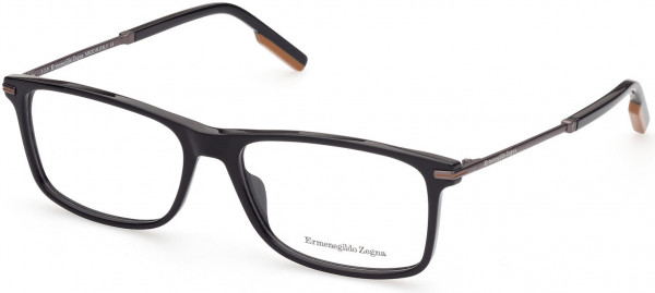Ermenegildo Zegna EZ5185 Eyeglasses, 001 - Shiny Black, Semi-Shiny Gunmetal, Vicuna
