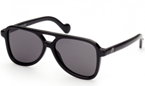 Moncler ML0140 Sunglasses, 01A - Shiny Black/ Smoke Lenses
