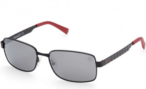 Timberland TB9226 Sunglasses, 02D - Satin Matte Black / Smoke W/ Silver Flash Lenses