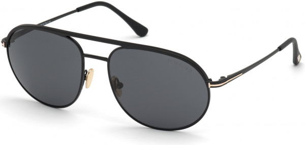 Tom Ford FT0772 Gio Sunglasses, 02A - Shiny Black W. Matte Black Temples/ Smoke Lenses