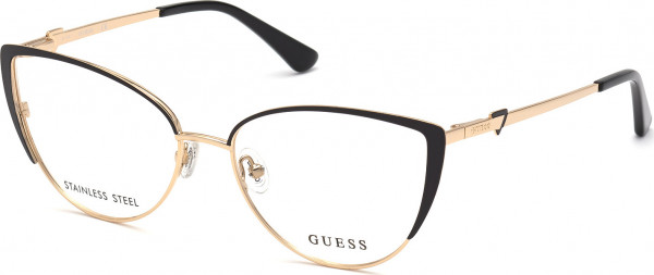 Guess GU2813 Eyeglasses, 002 - Matte Black / Shiny Pale Gold