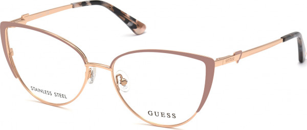 Guess GU2813 Eyeglasses, 058 - Beige/Monocolor / Shiny Rose Gold