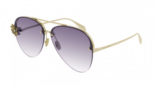Alexander McQueen AM0272S Sunglasses, 003 - GOLD with VIOLET lenses