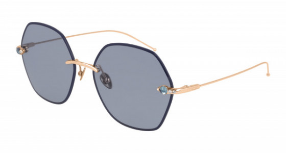 Pomellato PM0091S Sunglasses, 001 - GOLD with LIGHT BLUE lenses