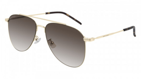 Saint Laurent SL 392 WIRE Sunglasses, 001 - GOLD with BROWN lenses