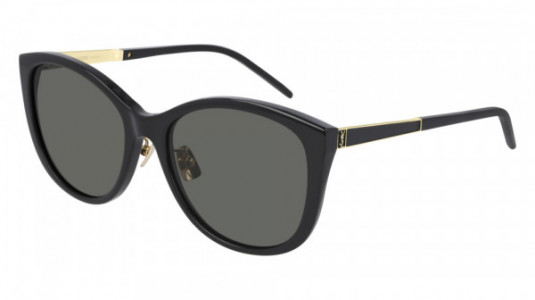 Saint Laurent SL M71/K Sunglasses, 002 - BLACK with GOLD temples and GREY lenses