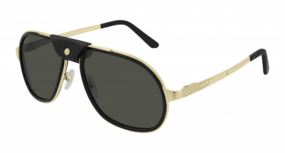 Cartier CT0241S Sunglasses, 001 - BLACK with GOLD temples and GREY polarized lenses